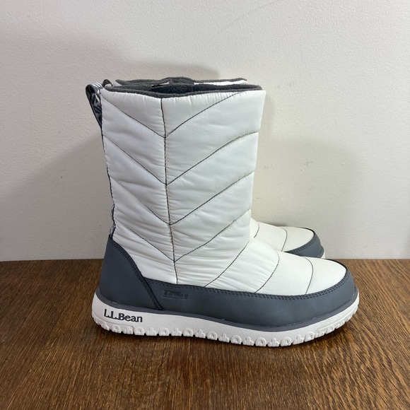 New LL Bean Ultralight Insulated Zip Boot White/Asphalt Women Various Sizes - Picture 1 of 9